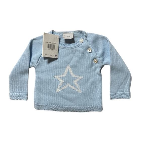 dandelion | NWT Star Knitted Sweater and Leggings Size 3-6m Light Blue White - Picture 2 of 10